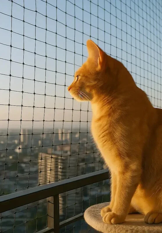 malla de seguridad para gatos instalada en balcón 5×5